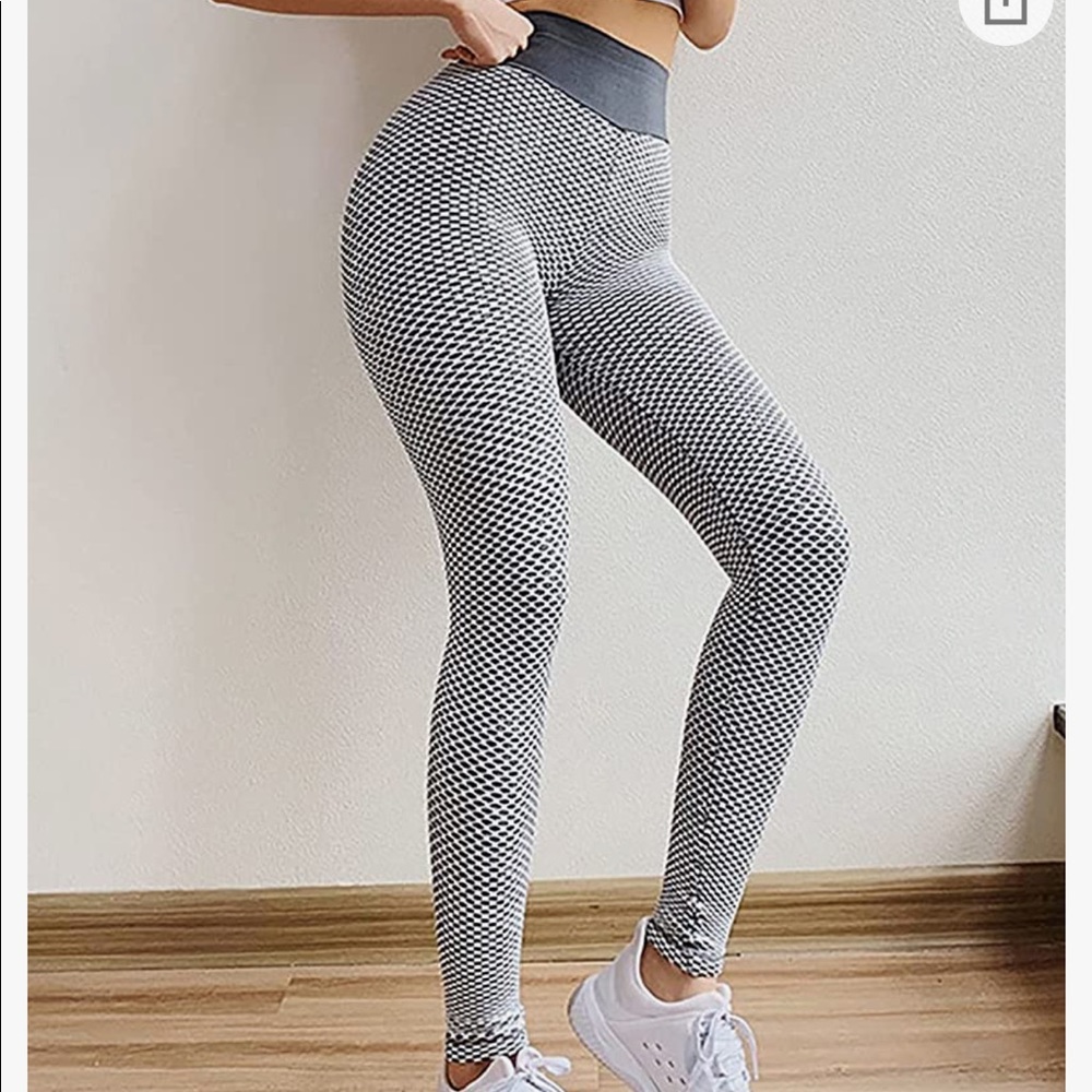 Grey butt lifting high waisted leggings - Picture 6 of 8